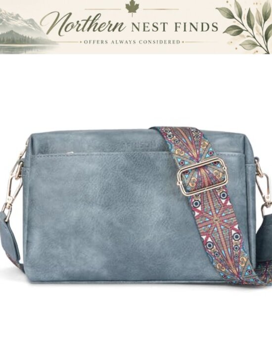Handbags - APHISON Small Crossbody Bag Women Vegan Leather Triple Zip Purse